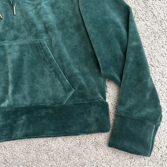 Puma Deep Green Velour Hoodie Logo Embroidered Womens S - Picture 3 of 14